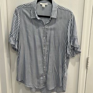 Beachlunchlounge Blue and White Striped Button Down Shirt